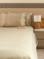 Sadyaska Golden Sand Premium Tencel Jacquard Set with Lace 1 Pcs Bedsheet