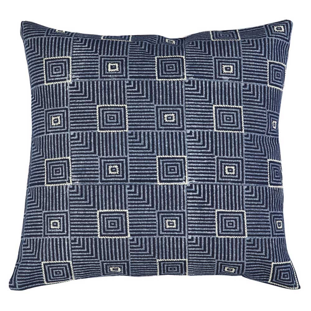 Sadyaska Denim Embroidered Hand Block Print Indigo Decorative Pillow Cushion Case 16" X 16"… 1 Pcs Cushion Cover
