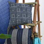Sadyaska Denim Embroidered Hand Block Print Indigo Decorative Pillow Cushion Case 16" X 16"… 1 Pcs Cushion Cover