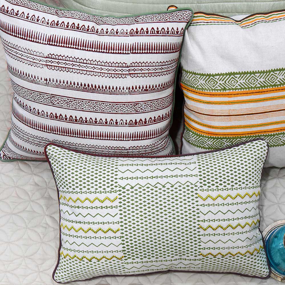 Sadyaska Hand Block Print Cotton For Home & Garden Ivory Color (16" X 16")… 1 Pcs Cushion Cover