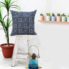 Sadyaska Denim Embroidered Hand Block Print Indigo Decorative Pillow Cushion Case 16" X 16"… 1 Pcs Cushion Cover