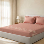 Sansaar by DDdecor Large Bedsheet Set with 2 Pillow Covers - Arbor - Dusky - Embroidered - 1 Pc