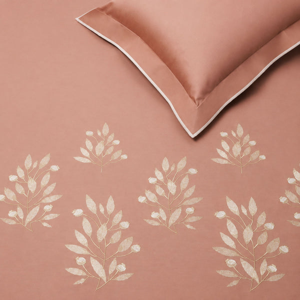 Sansaar by DDdecor Large Bedsheet Set with 2 Pillow Covers - Arbor - Dusky - Embroidered - 1 Pc