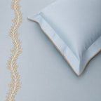 Sansaar by DDdecor Large Bedsheet Set with 2 Pillow Covers - Frond - Steel Blue - Embroidered - 1 Pc