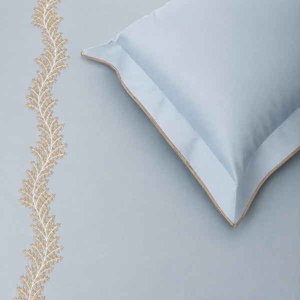 Sansaar by DDdecor Large Bedsheet Set with 2 Pillow Covers - Frond - Steel Blue - Embroidered - 1 Pc