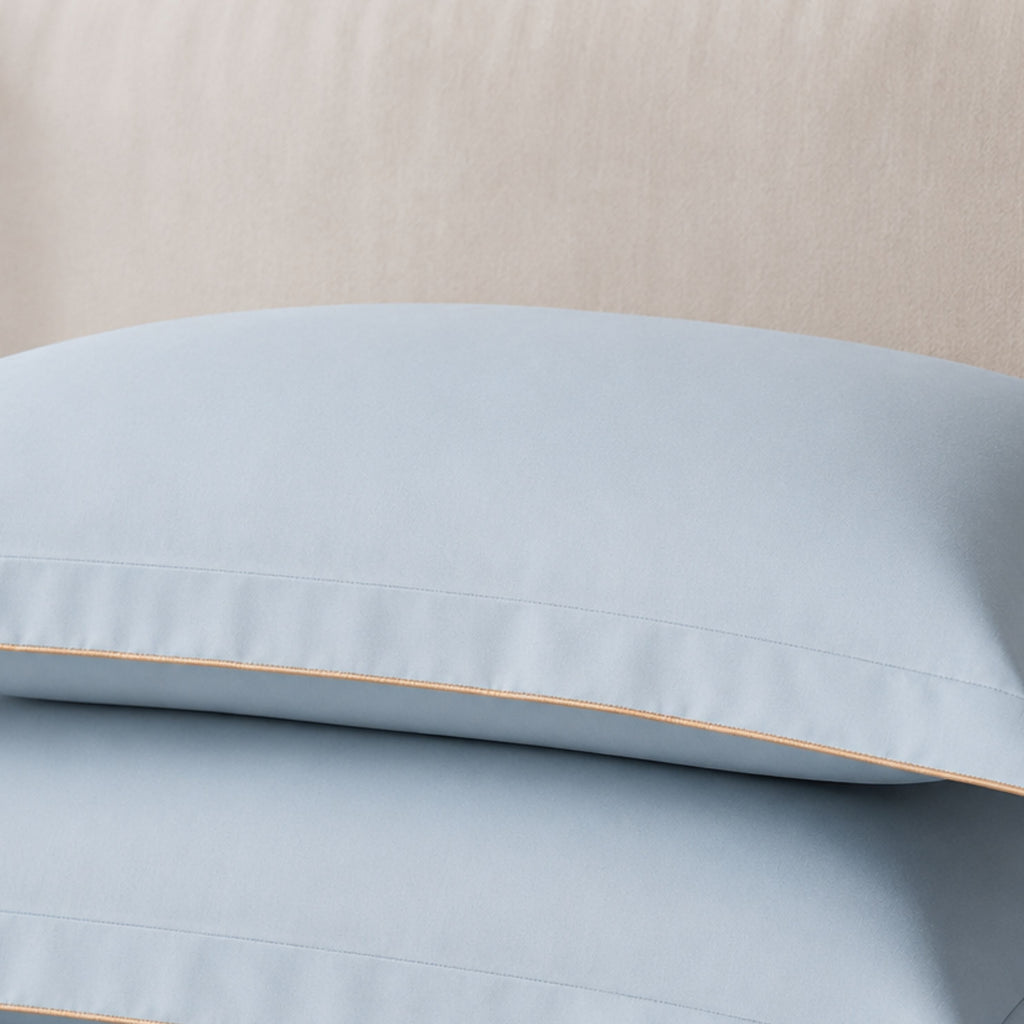 Sansaar by DDdecor Large Bedsheet Set with 2 Pillow Covers - Frond - Steel Blue - Embroidered - 1 Pc