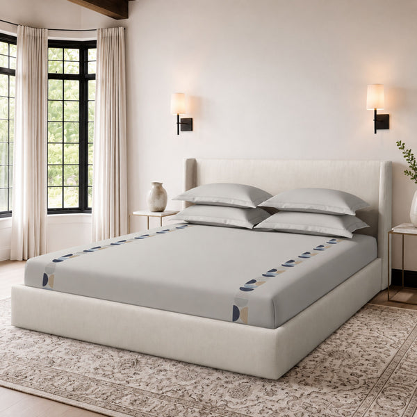 Sansaar by DDdecor Large Bedsheet Set with 2 Pillow Covers - Crescent - Ashwood - Embroidered - 1 Pc