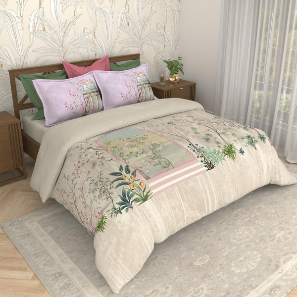 Bombay Dyeing Rani Ka Buag 7820 Heritage Floral 400TC Cotton Satin King Bedsheet Set | 7820 Sisodia Rani Bagh