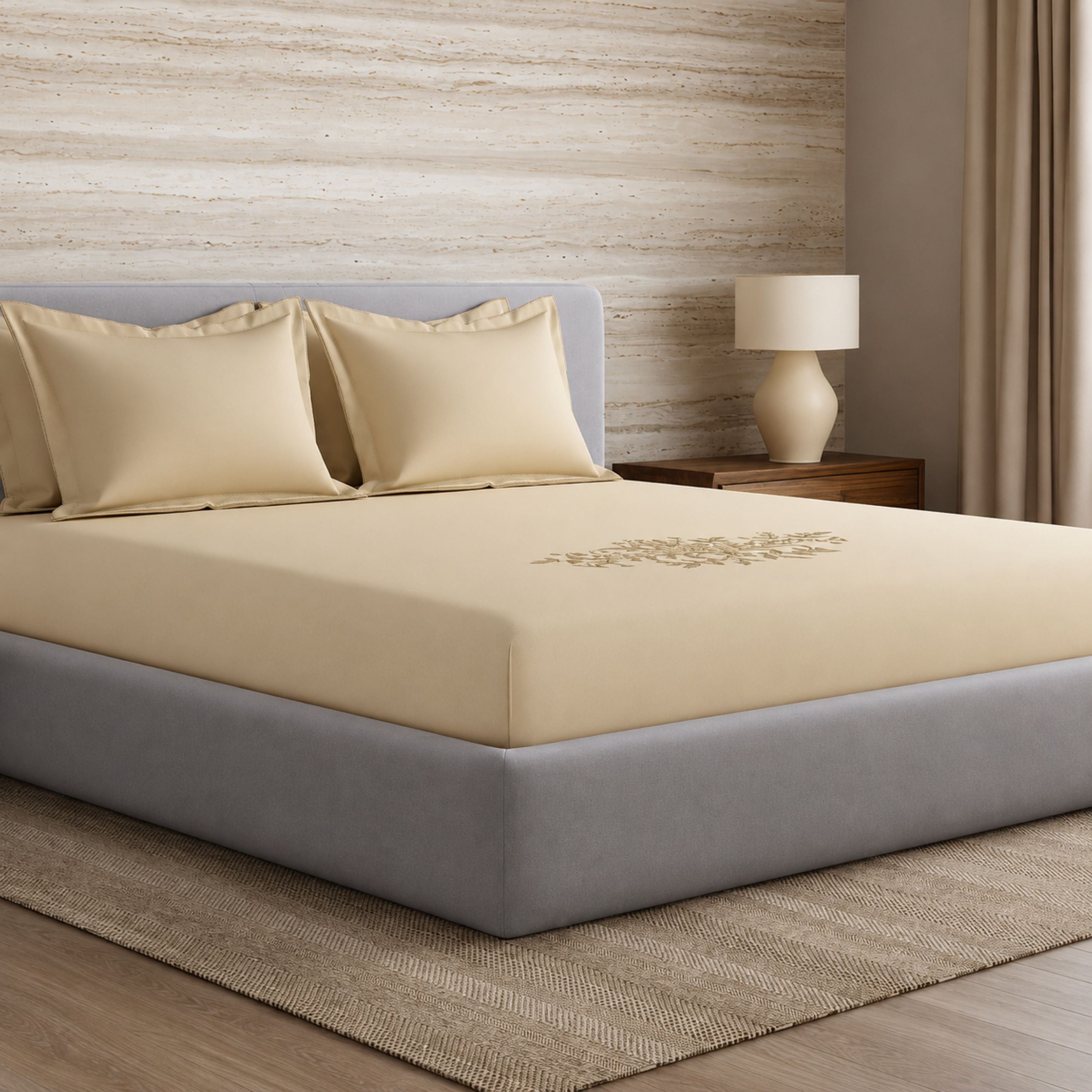 Sansaar by DDdecor Large Bedsheet Set with 2 Pillow Covers - Bellezza - New Linen - Embroidered - 1 Pc