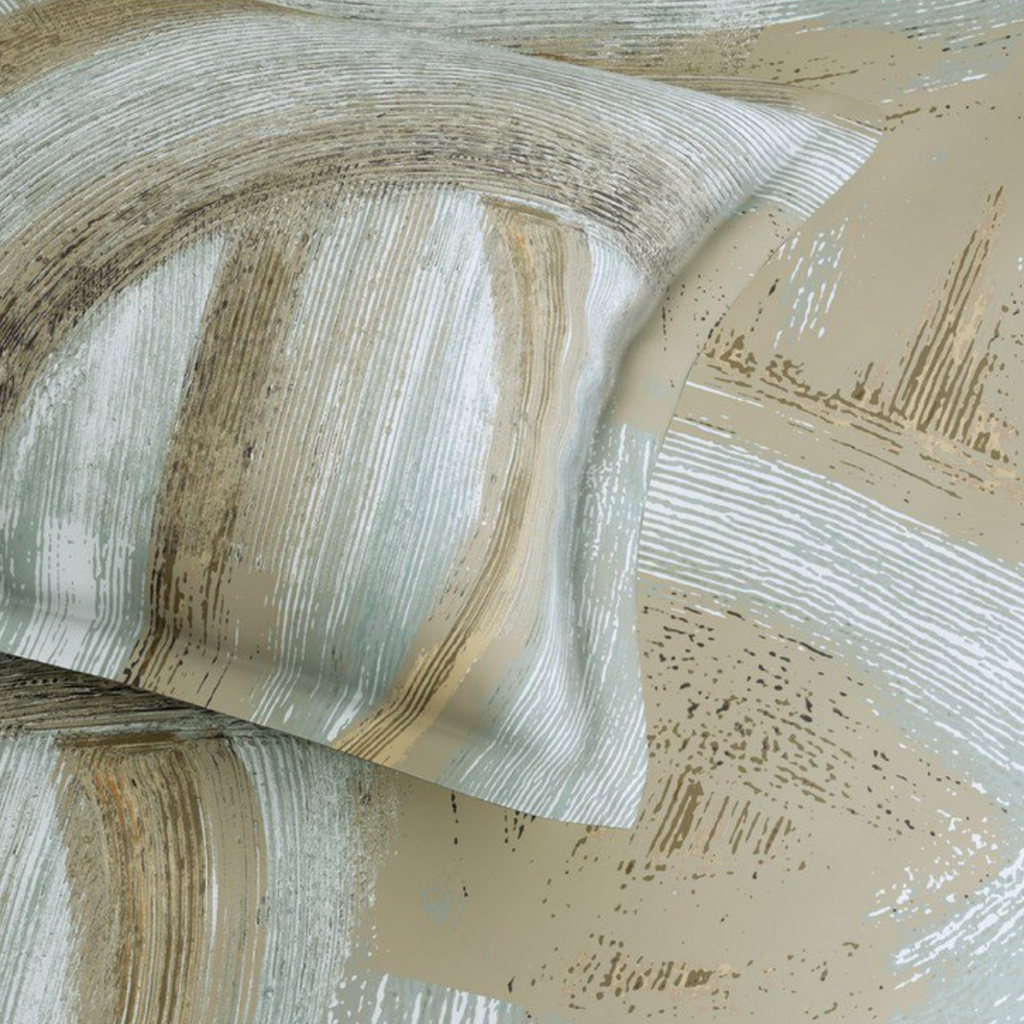D'Decor Platinum AW25 Sovelle Taupe Abstract Digitally Printed 5-Piece Double Bedsheet Set | RP230 Sovelle Taupe