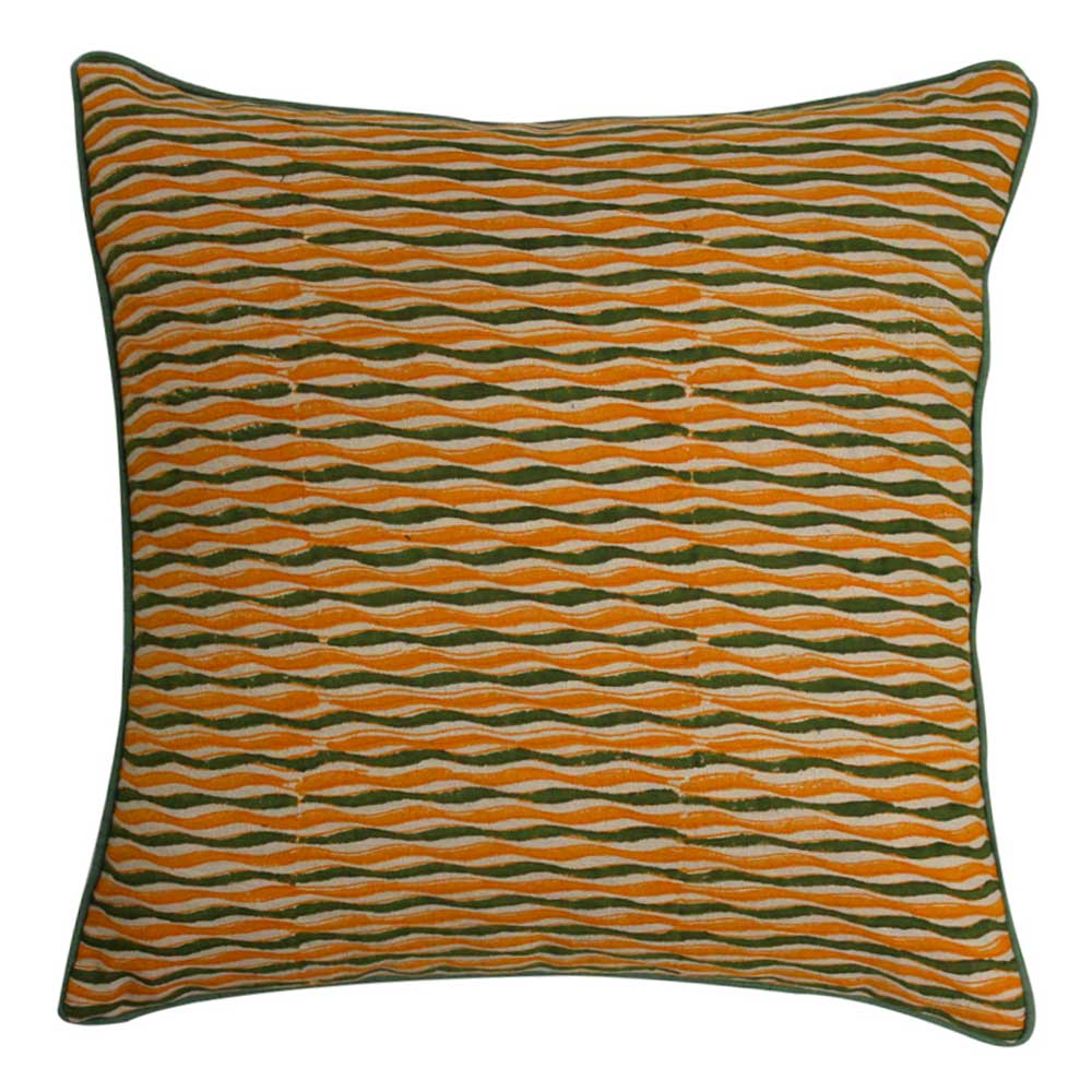 Sadyaska Hand Block Printed Mustard Color Sofa, Bed, Car s (16" X 16")… 1 Pcs Cushion Cover