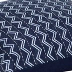Sadyaska Designer Kantha Embroidered Denim Denim Indigo Blue Printed Pillow Cushion Case 16" X 16" 1 Pcs Cushion Cover