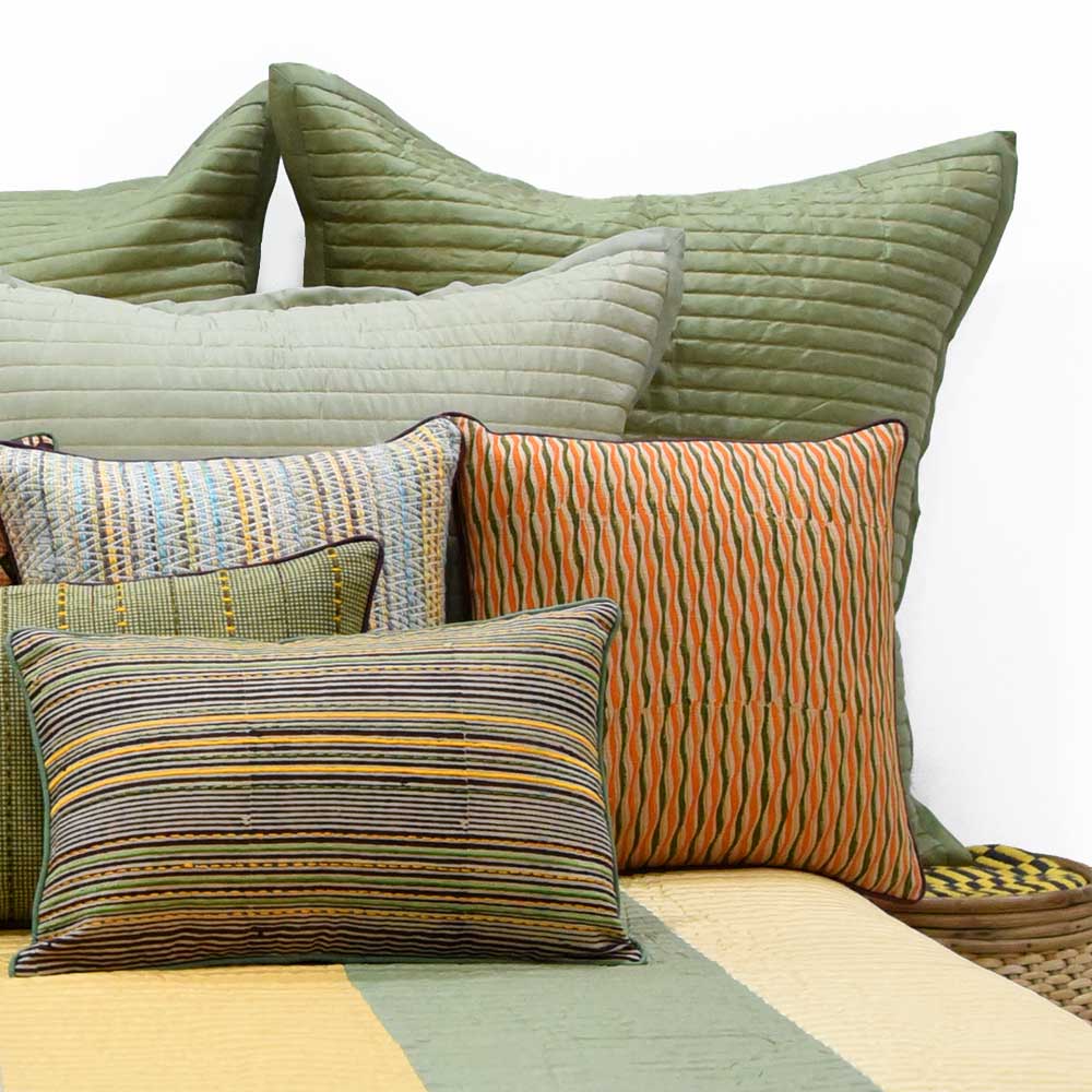 Sadyaska Hand Block Printed Mustard Color Sofa, Bed, Car s (16" X 16")… 1 Pcs Cushion Cover