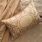 Sadyaska Asmara Beige Cotton Embroidered (Size : 12"X18") 1 Pcs Cushion Cover