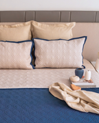 Sadyaska Quilted Navy and Ivory Malta Reversible 1 Pcs Bedspread