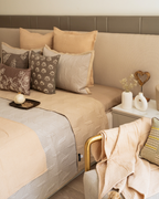 Sadyaska Quilted Sand and Beige Magnolia Reversible 1 Pcs Bedspread
