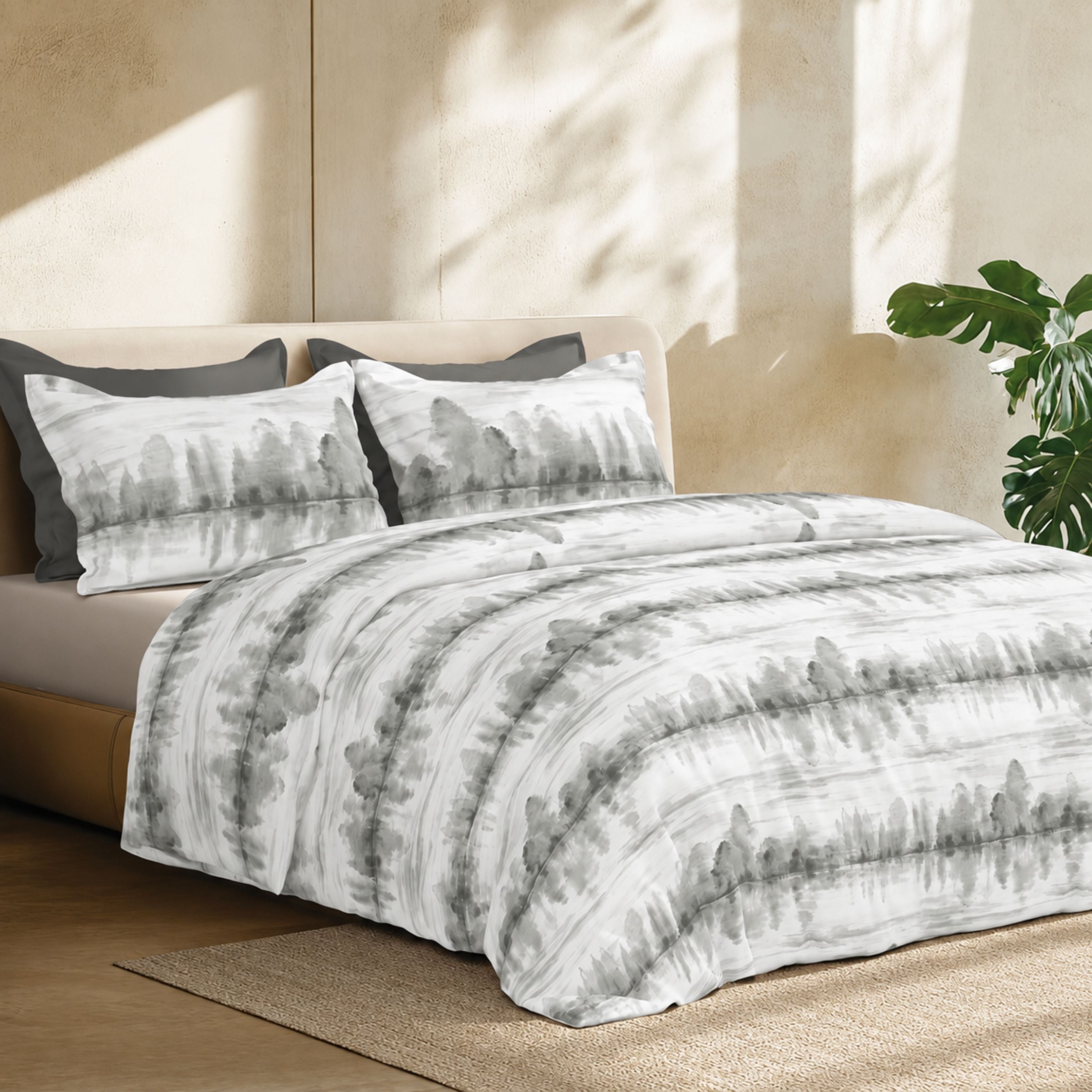 Sansaar by D'Decor Bedsheet with 2 Pillow Covers - Venice - landscape- Mud clay - Abstract Landscape Watercolour Pattern - 1 Pc