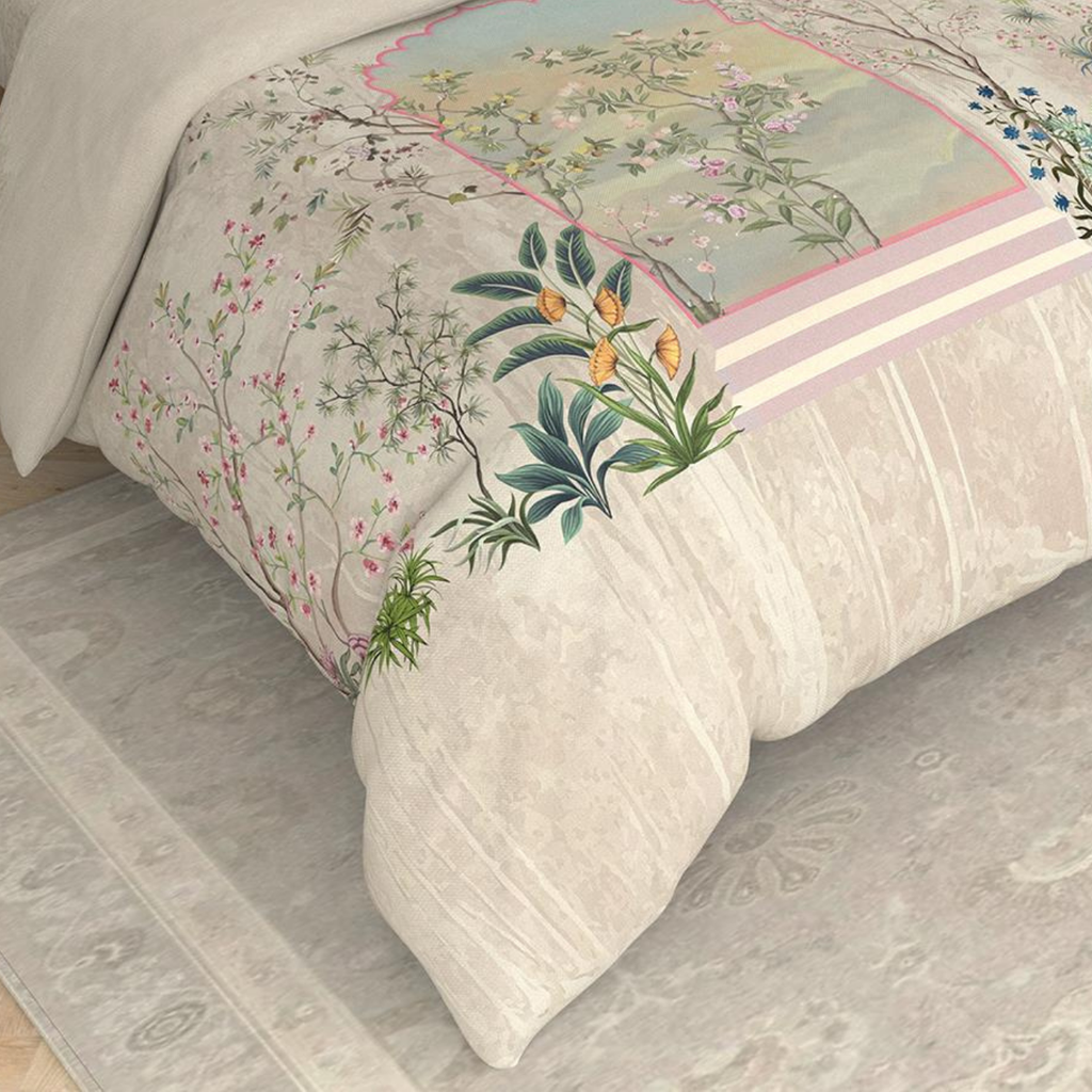 Bombay Dyeing Rani Ka Buag 7820 Heritage Floral 400TC Cotton Satin King Bedsheet Set | 7820 Sisodia Rani Bagh