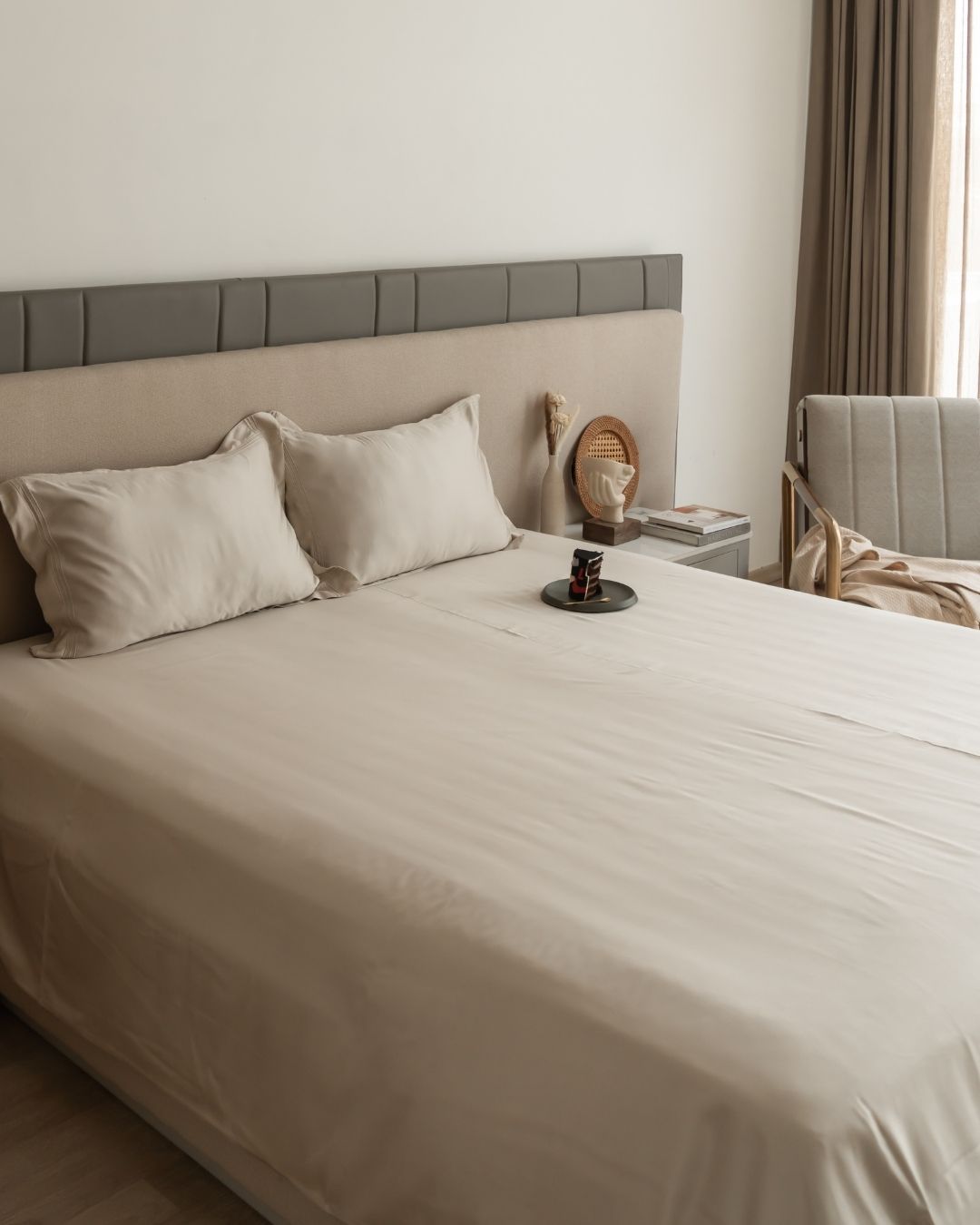 Sadyaska Ecru Pleated Bamboo Set 1 Pcs Bedsheet