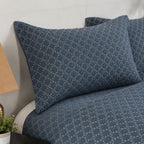 Saga Denim Blue Bedspread Set (Polyester Cotton) | 3-Piece Quilt Set | King Size