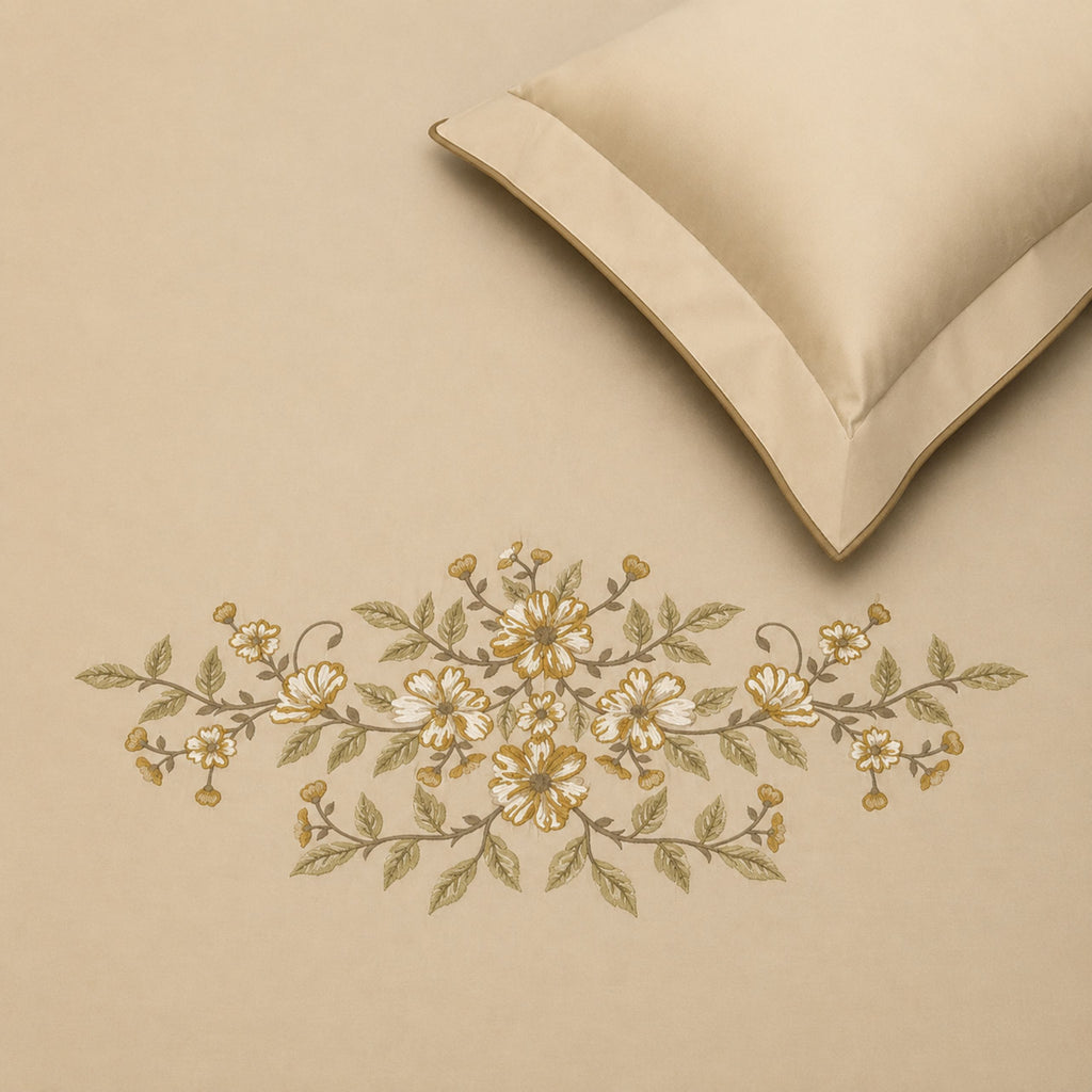 Sansaar by DDdecor Large Bedsheet Set with 2 Pillow Covers - Bellezza - New Linen - Embroidered - 1 Pc