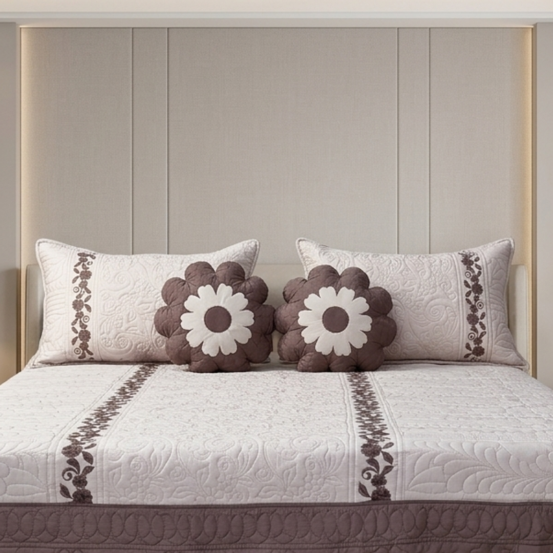TIMA Angel 5PC Bedcover | Dusty Rose & Mauve Quilted Set