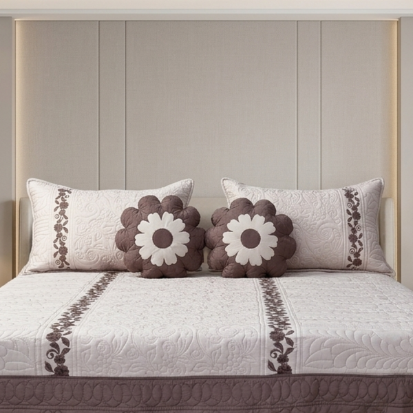 TIMA Angel 5PC Bedcover | Dusty Rose & Mauve Quilted Set