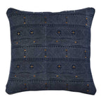 Sadyaska Comfort Michigan Denim Printed Hand Block Embroidered Indigo Pillow Cushion Case 16" X 16"… 1 Pcs Cushion Cover