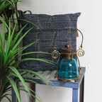 Sadyaska Comfort Michigan Denim Printed Hand Block Embroidered Indigo Pillow Cushion Case 16" X 16"… 1 Pcs Cushion Cover