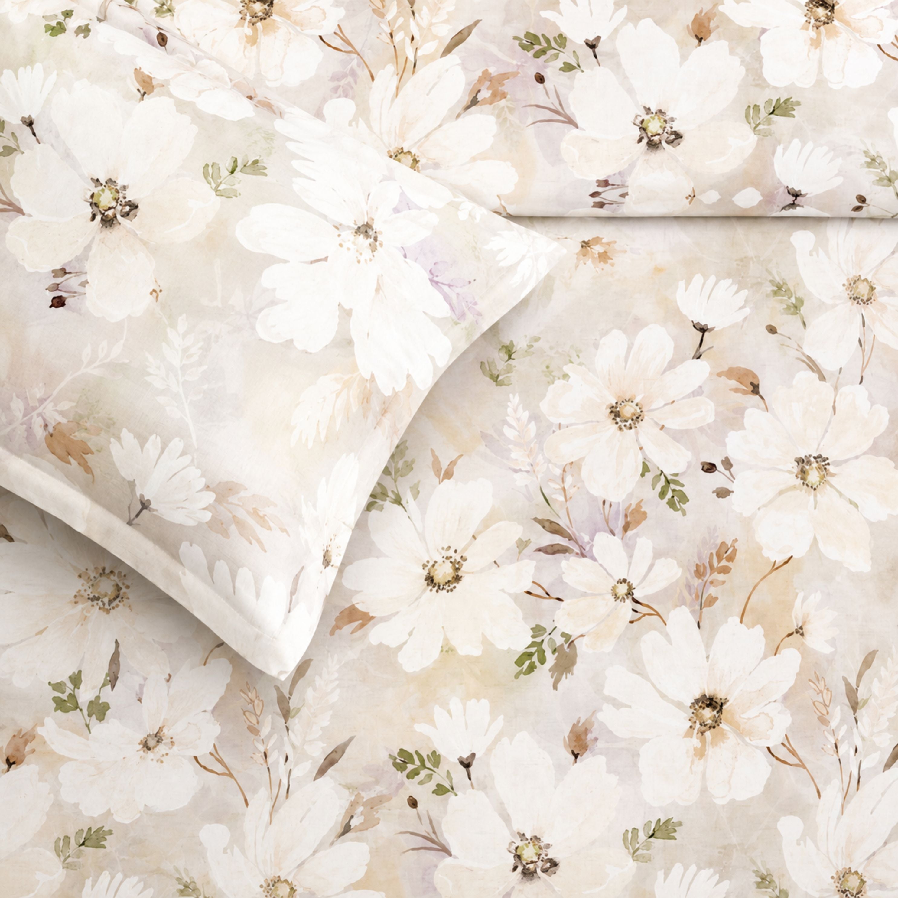 Sansaar by DDdecor Bedsheet with 2 Pillow Covers - Venice - Cosmea - Peach Nectar - Floral Pattern - 1 Pc