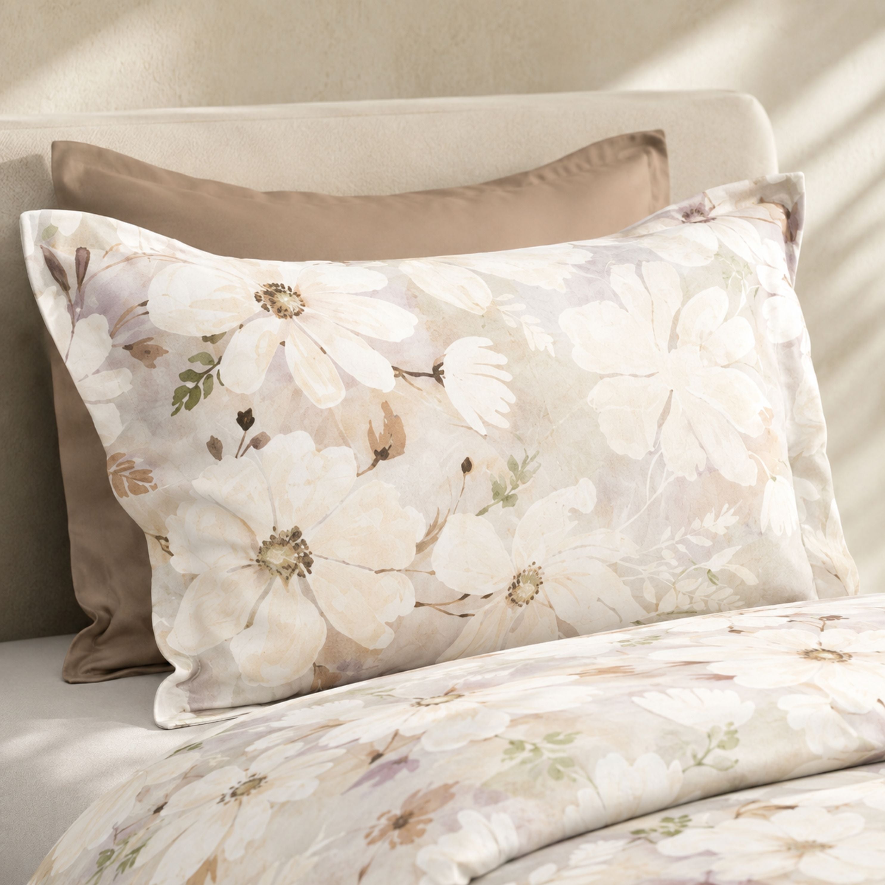 Sansaar by DDdecor Bedsheet with 2 Pillow Covers - Venice - Cosmea - Peach Nectar - Floral Pattern - 1 Pc