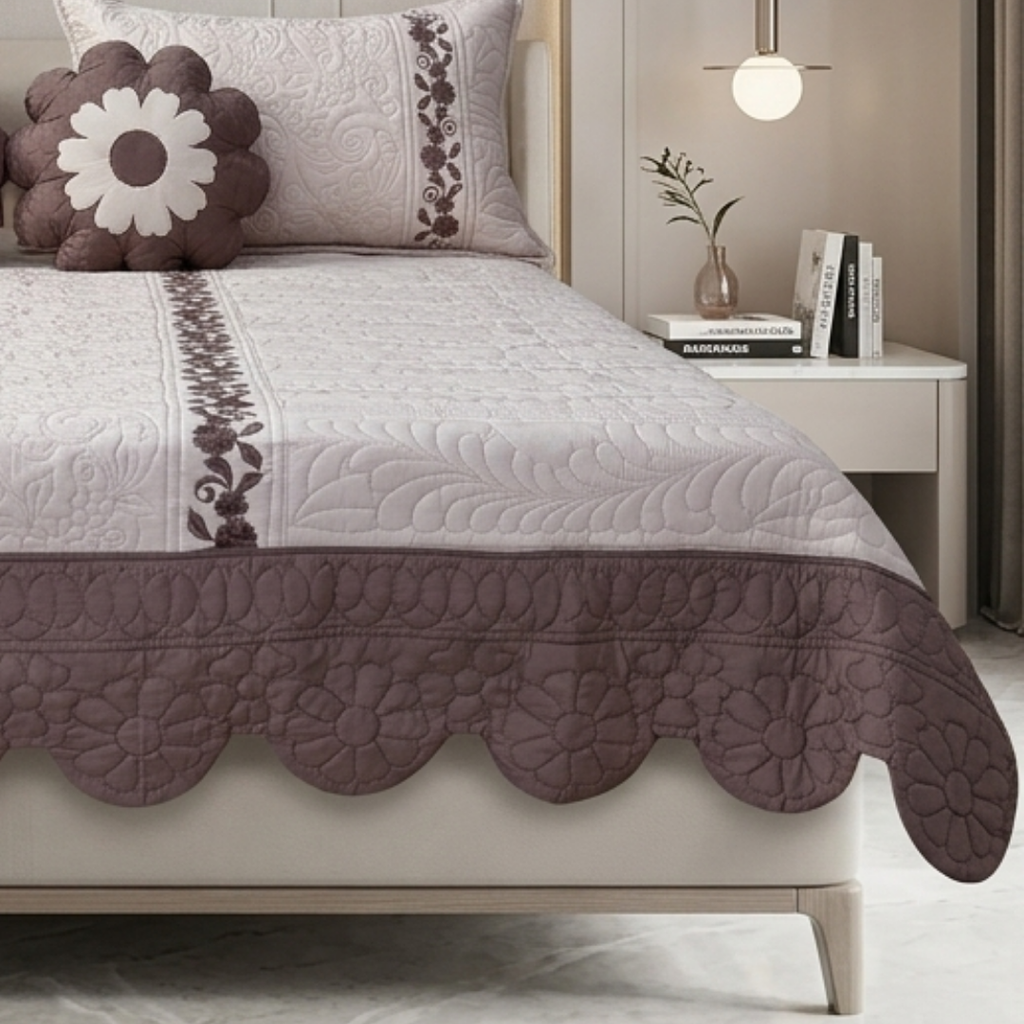 TIMA Angel 5PC Bedcover | Dusty Rose & Mauve Quilted Set