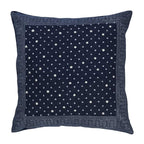 Sadyaska Navy Dotted Denim Printed Hand Embroidered Block Print Pillow Cushions Case 16" X 16"… 1 Pcs Cushion Cover