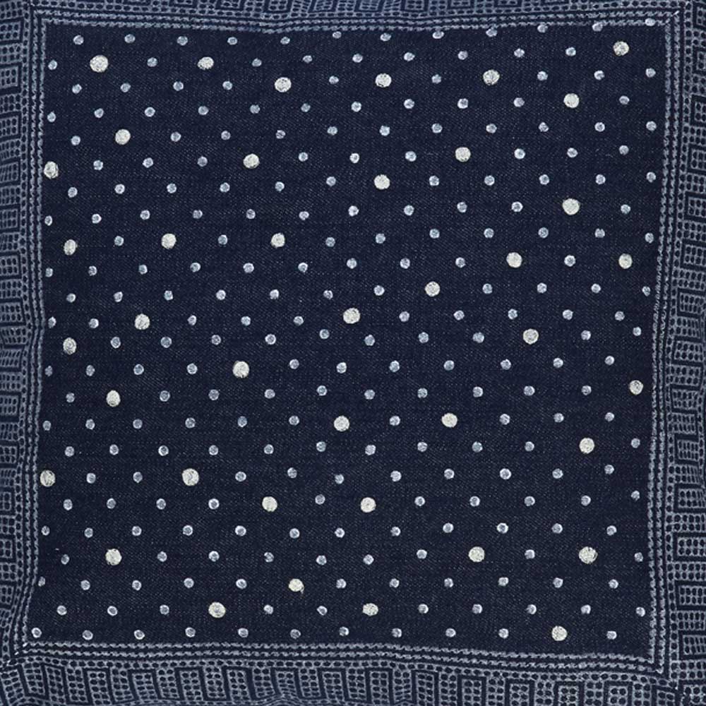 Sadyaska Navy Dotted Denim Printed Hand Embroidered Block Print Pillow Cushions Case 16" X 16"… 1 Pcs Cushion Cover