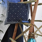 Sadyaska Navy Dotted Denim Printed Hand Embroidered Block Print Pillow Cushions Case 16" X 16"… 1 Pcs Cushion Cover