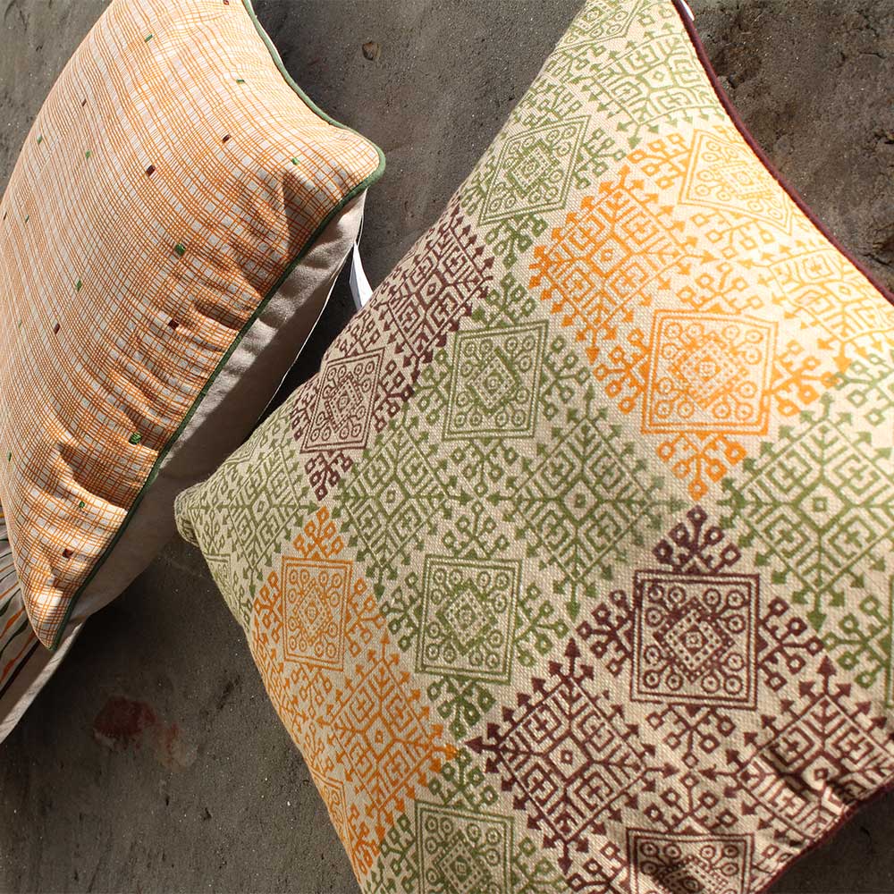 Sadyaska Home Sofa Decor Printed Multi Color Cotton (16" X 16")… 1 Pcs Cushion Cover