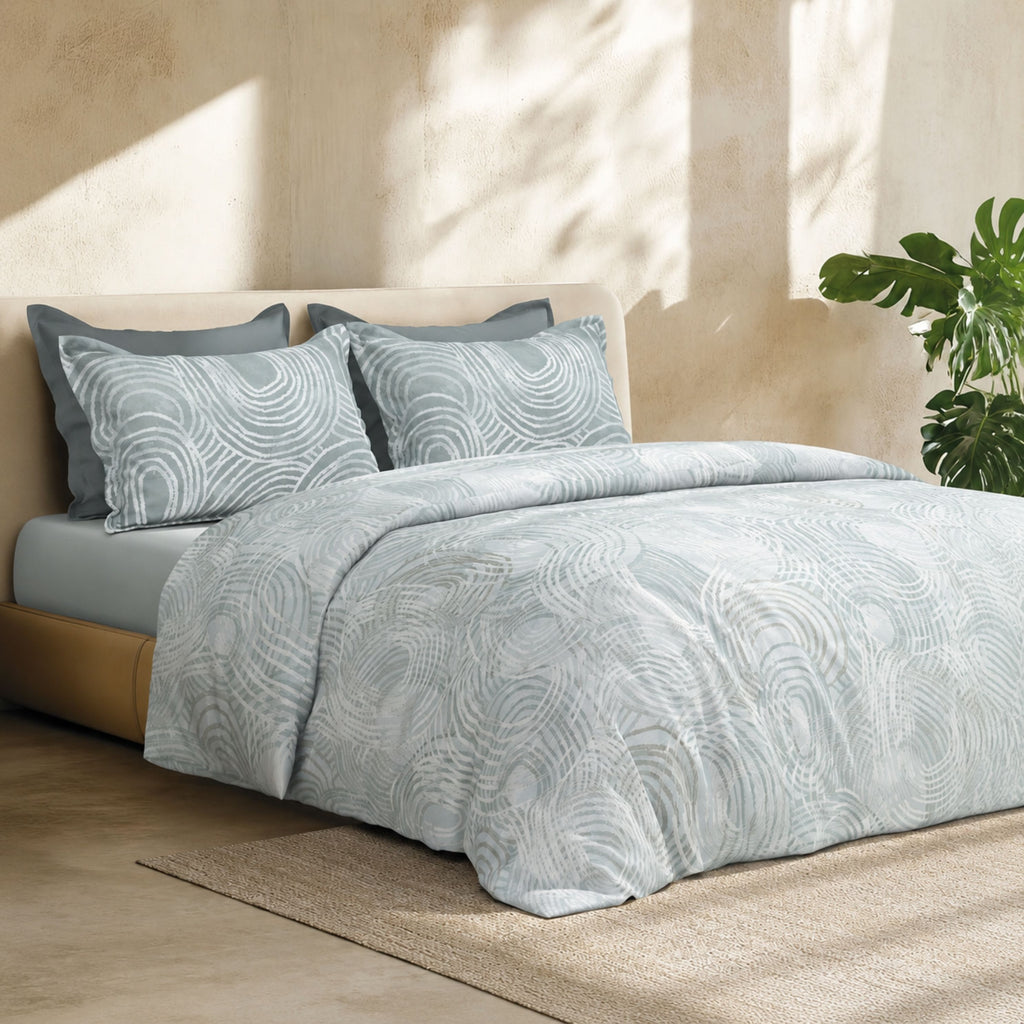 Sansaar by D'Decor Bedsheet with 2 Pillow Covers - Venice - Orbit - Vapour - Abstract Wave Pattern - 1 Pc