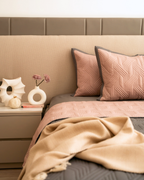 Sadyaska Quilted Old Rose and Dark Grey Magnolia Reversible 1 Pcs Bedspread