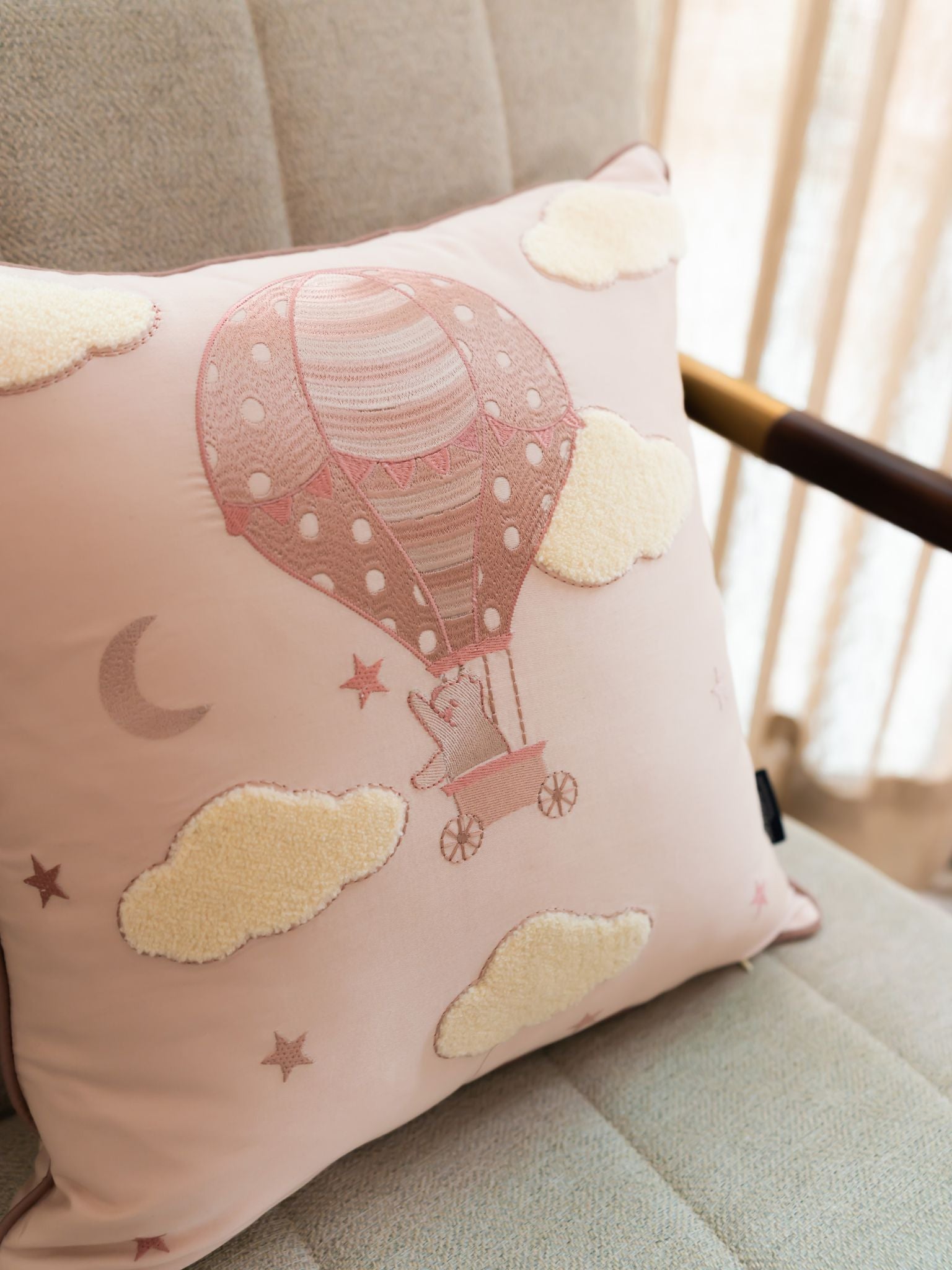 Sadyaska Tiny Trotter Cotton Embroidered Buff Kids Design 16" X 16" 1 Pcs Cushion Cover