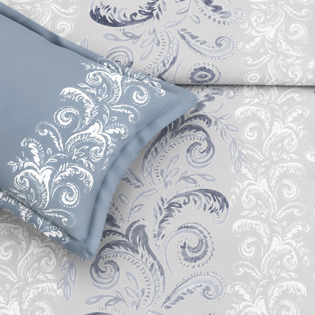 Sansaar by DDdecor Bedsheet with 2 Pillow Covers - Venice Regalia - Gravel - Paisley Inspired Print Pattern - 1 Pc