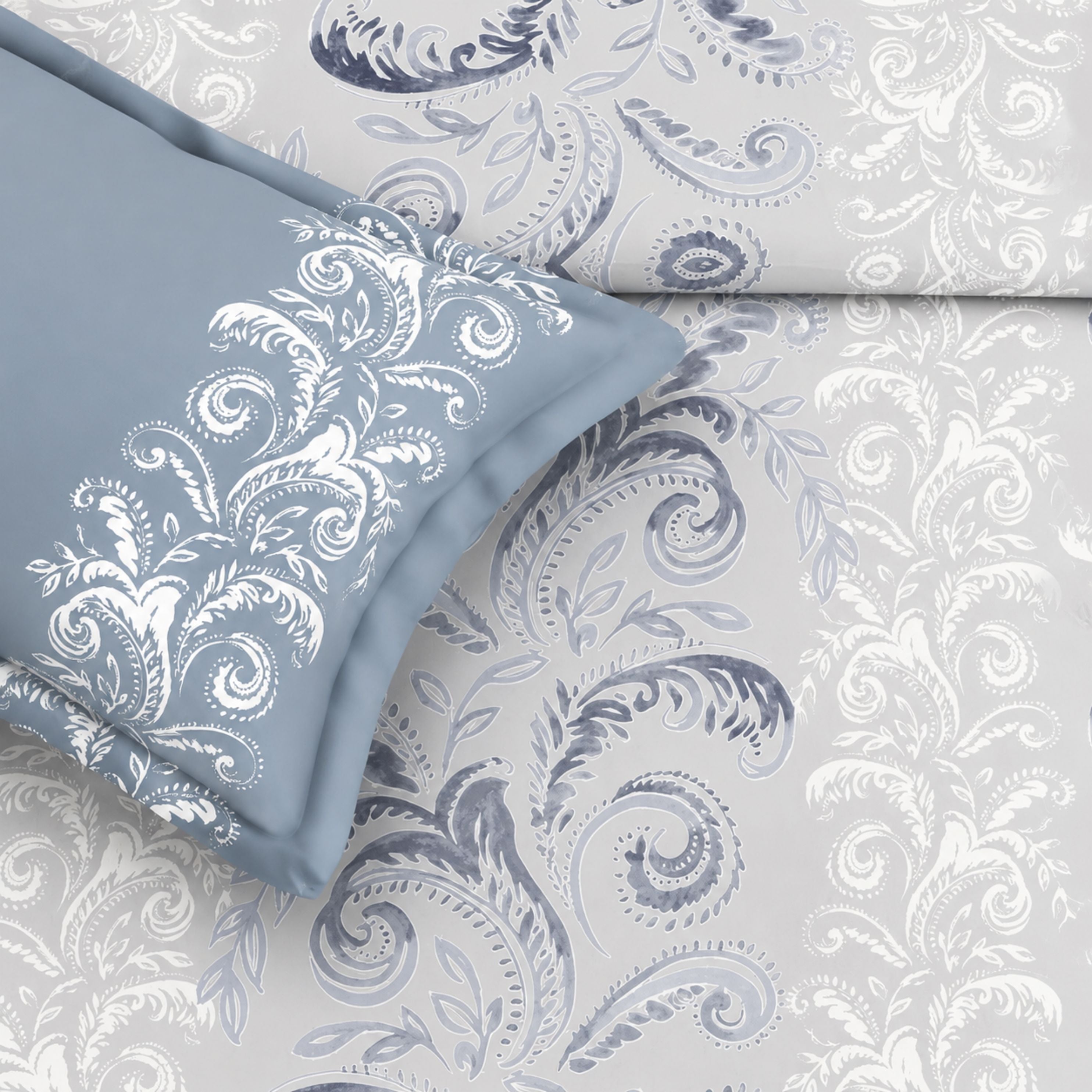 Sansaar by DDdecor Bedsheet with 2 Pillow Covers - Venice Regalia - Gravel - Paisley Inspired Print Pattern - 1 Pc
