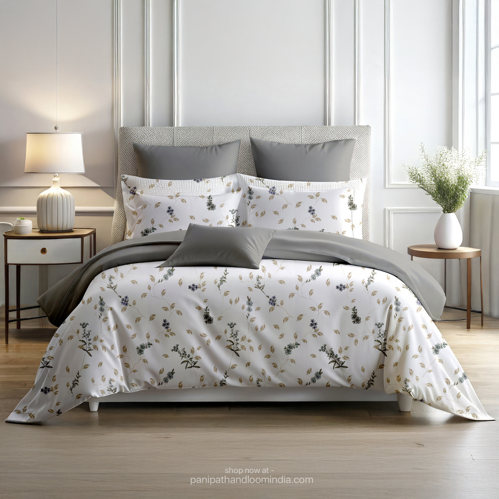 Linsdon Home House of Whites Floral Whimsy | Dusky Rose Digitally Printed 100% Cotton King Bedsheet Set