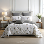 Linsdon Home House of Whites Floral Whimsy | Dusky Rose Digitally Printed 100% Cotton King Bedsheet Set