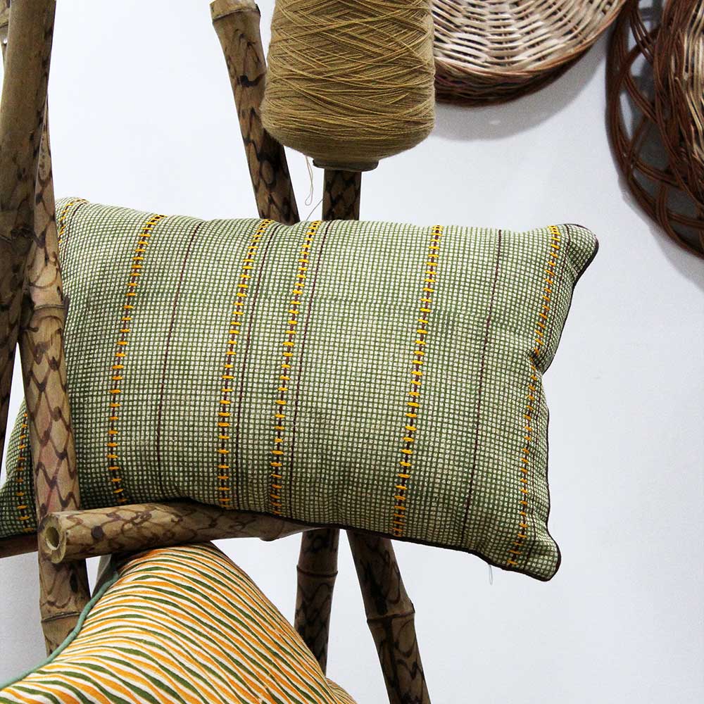 Sadyaska Handmade Block Printed s Green Color (12" X 18")… 1 Pcs Cushion Cover