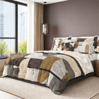 Sansaar by D'Decor Bedsheet with 4 Pillow Covers - Dreamcatcher - Archline - Chestnut - Abstract Geometric Pattern - 1 Pc
