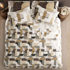 Sansaar by D'Decor Bedsheet with 4 Pillow Covers - Dreamcatcher - Archline - Chestnut - Abstract Geometric Pattern - 1 Pc