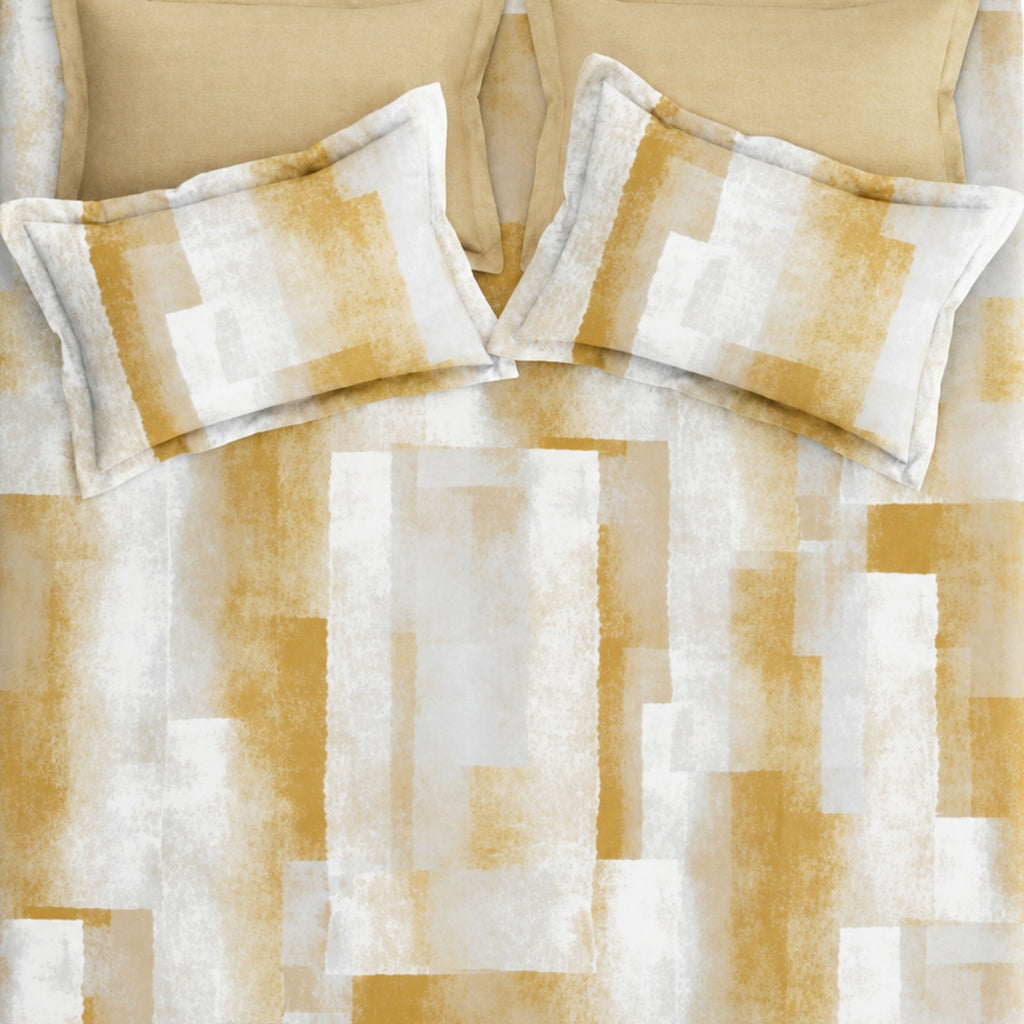Sansaar by D'Decor Bedsheet with 4 Pillow Covers - Dreamcatcher - Lithos - Dune - Abstract Brushstroke Pattern - 1 Pc