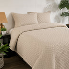 Saga Denim Blue Bedspread Set (Polyester Cotton) | 3-Piece Quilt Set | King Size