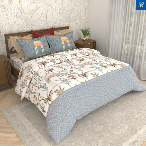 Bombay Dyeing Rani Ka Buag 7821 Heritage Floral 400TC Cotton Satin King Bedsheet Set | 7821 Sisodia Rani Bagh