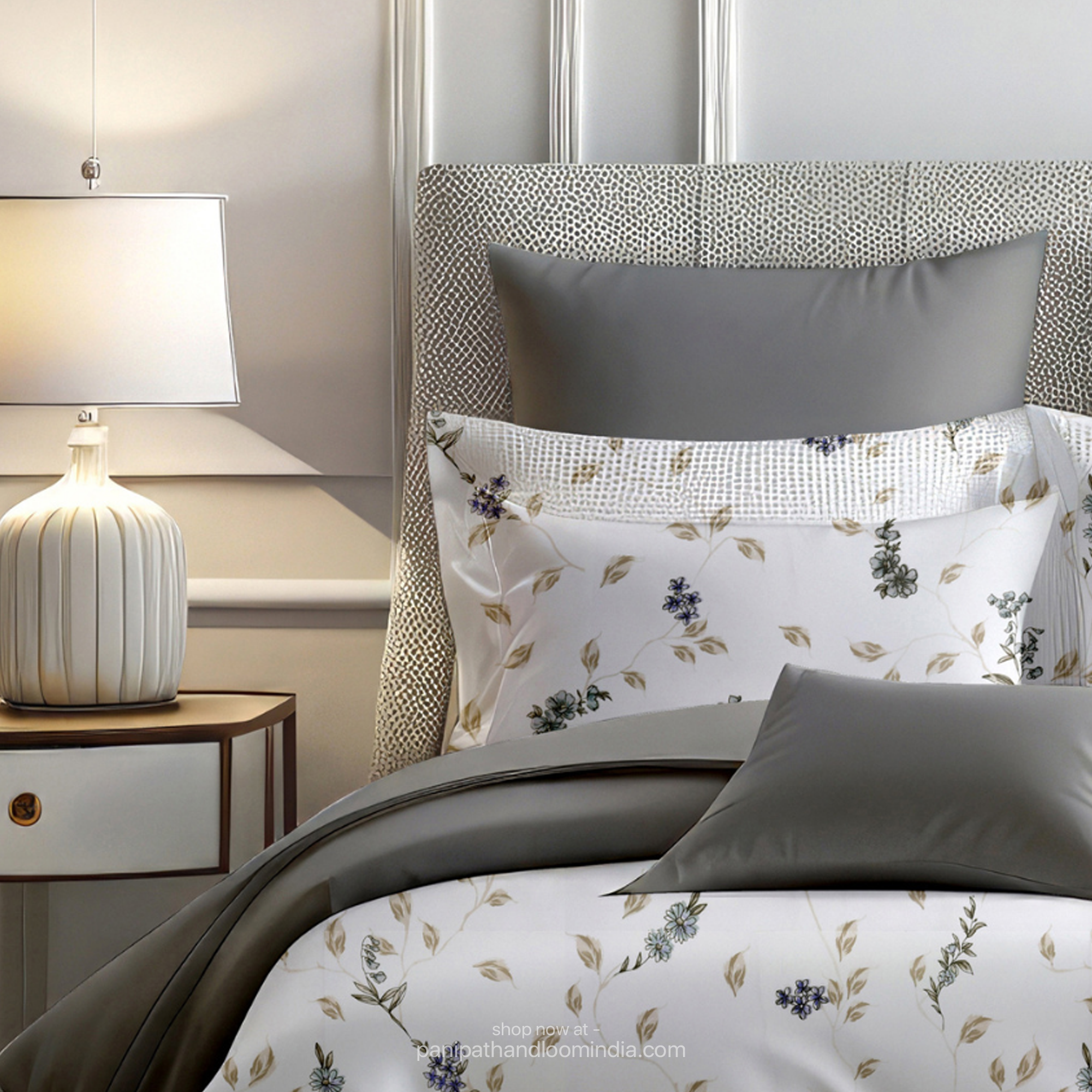 Linsdon Home House of Whites Floral Whimsy | Dusky Rose Digitally Printed 100% Cotton King Bedsheet Set